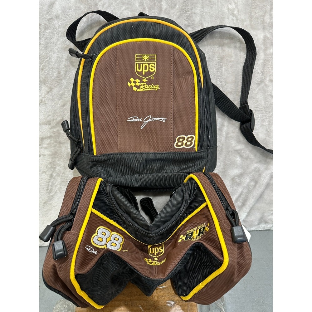 UPS Racing Backpack & Cooler Bag Combo Set Small Brown #88 Dale Jarrett NWT